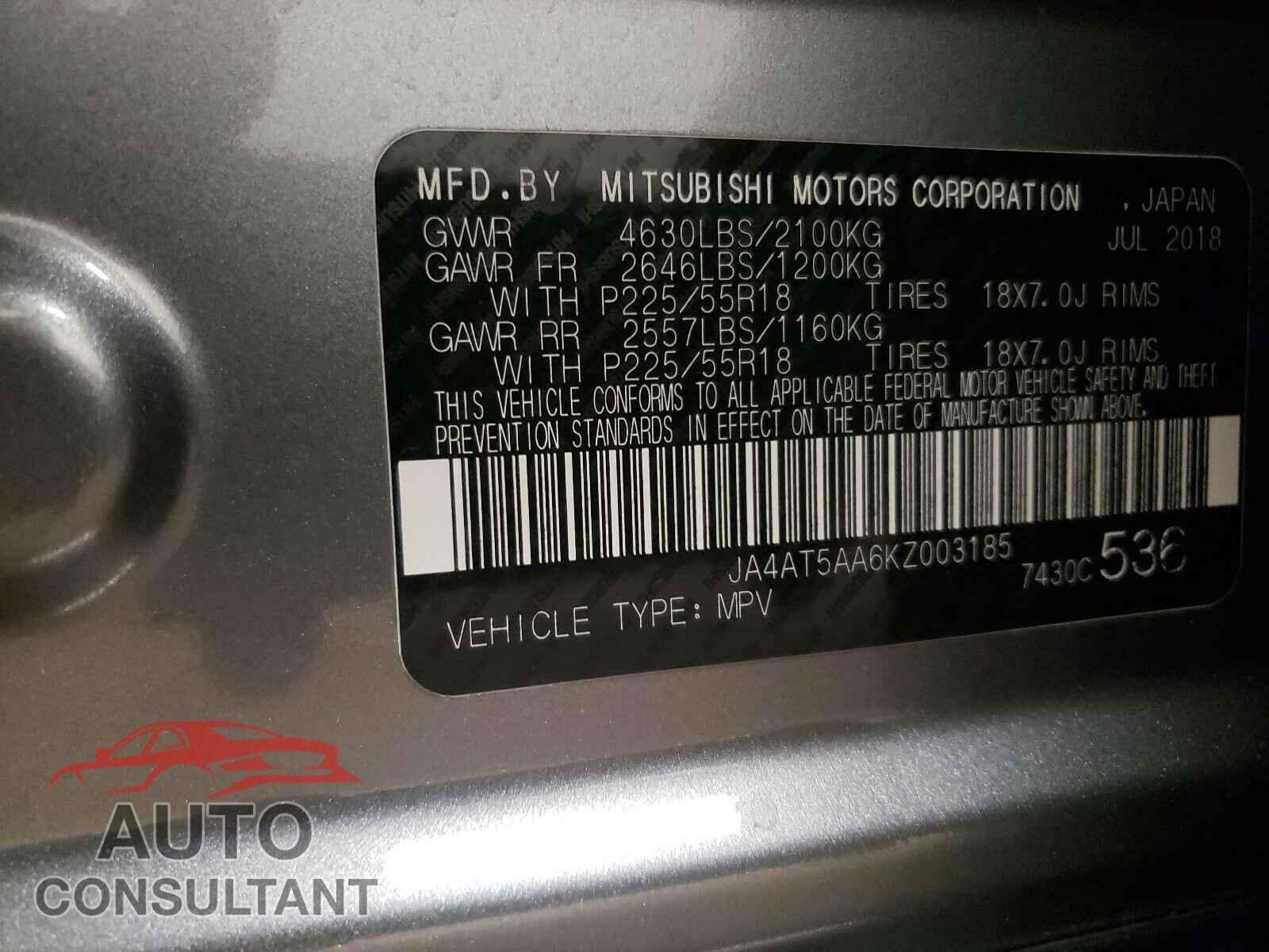 MITSUBISHI ECLIPSE 2019 - JA4AT5AA6KZ003185