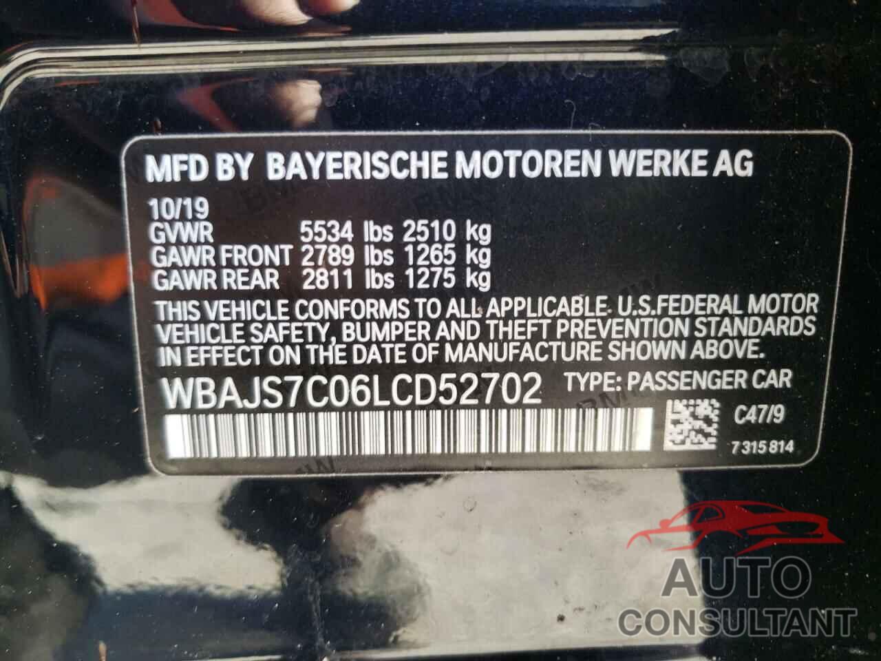 BMW M5 2020 - WBAJS7C06LCD52702