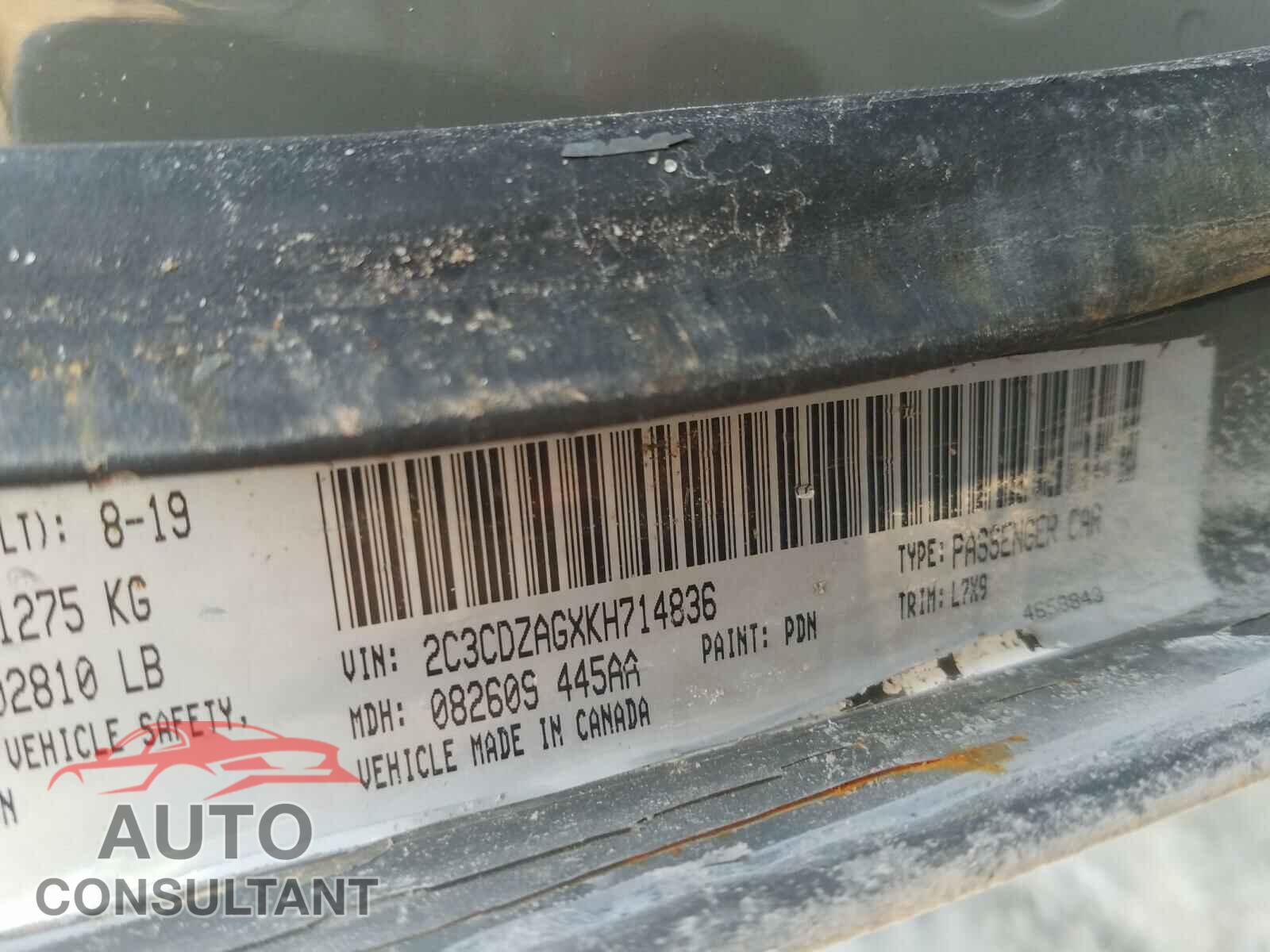DODGE CHALLENGER 2019 - 2C3CDZAGXKH714836
