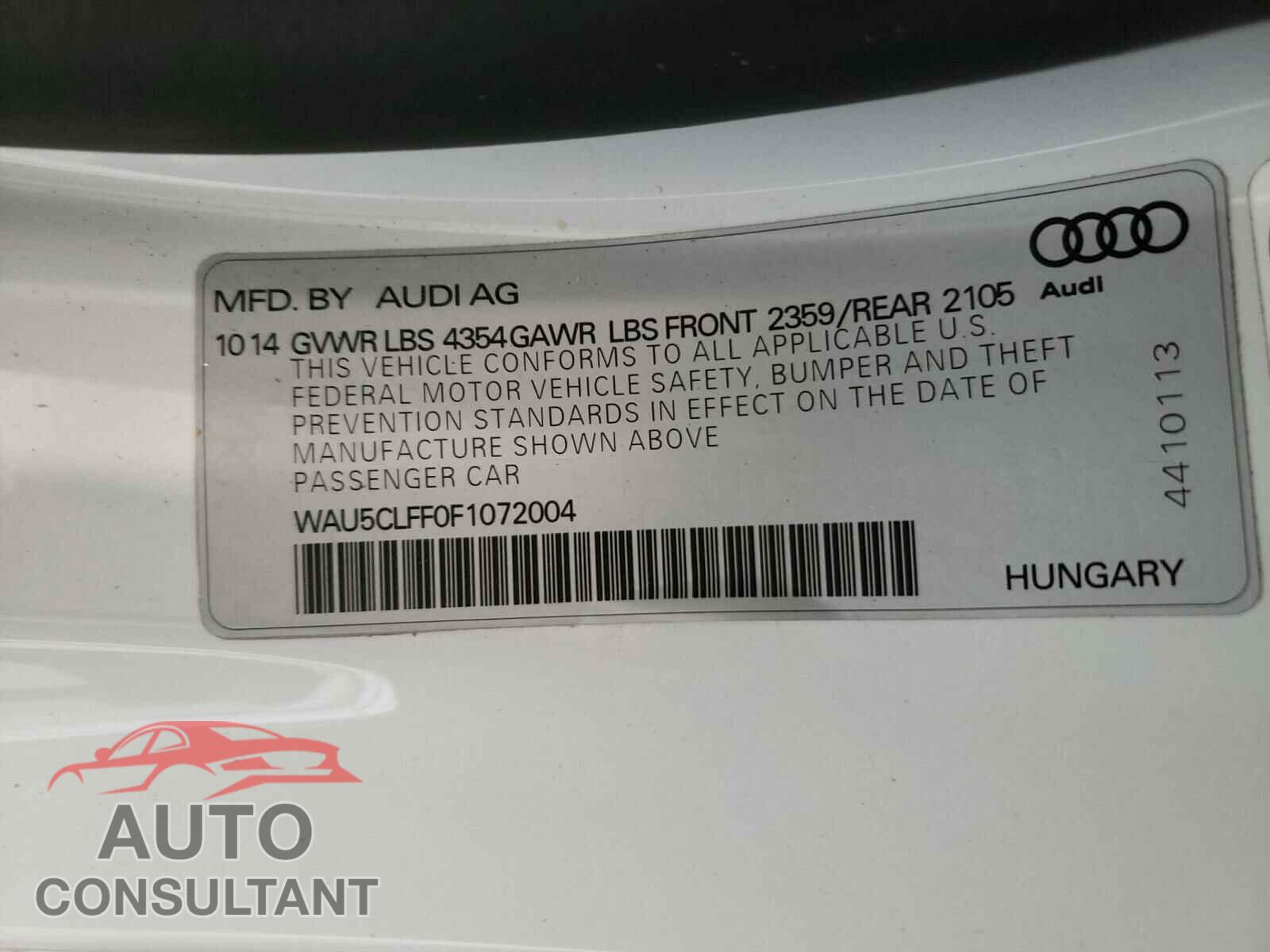 AUDI A3 2015 - WAU5CLFF0F1072004