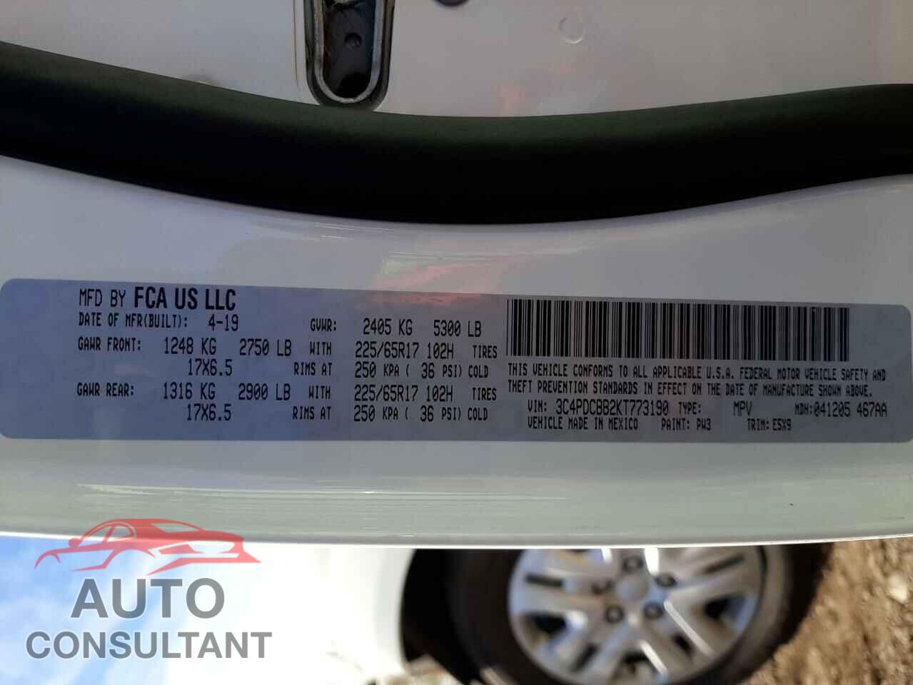 DODGE JOURNEY 2019 - 3C4PDCBB2KT773190