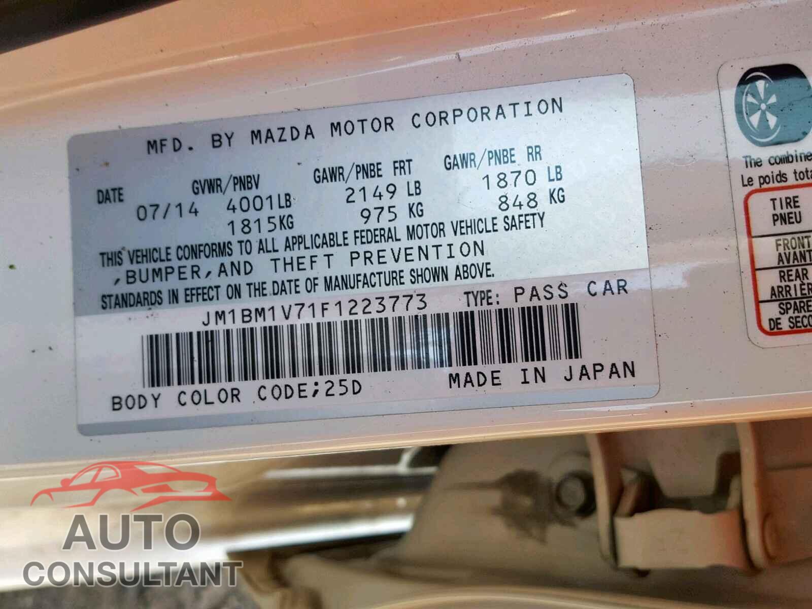MAZDA 3 2015 - 5XYP6DHC7MG179771