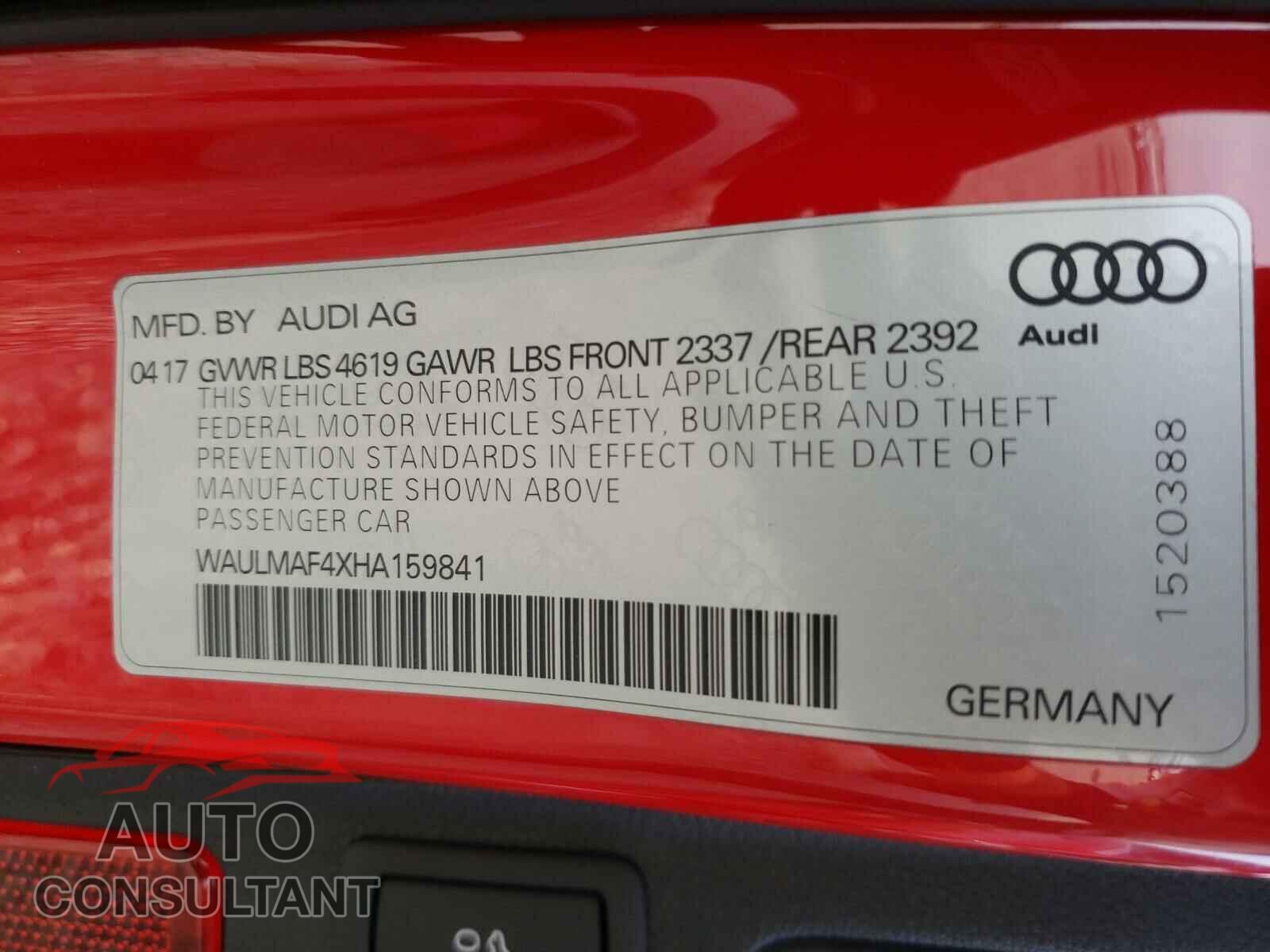 AUDI A4 2017 - WAULMAF4XHA159841