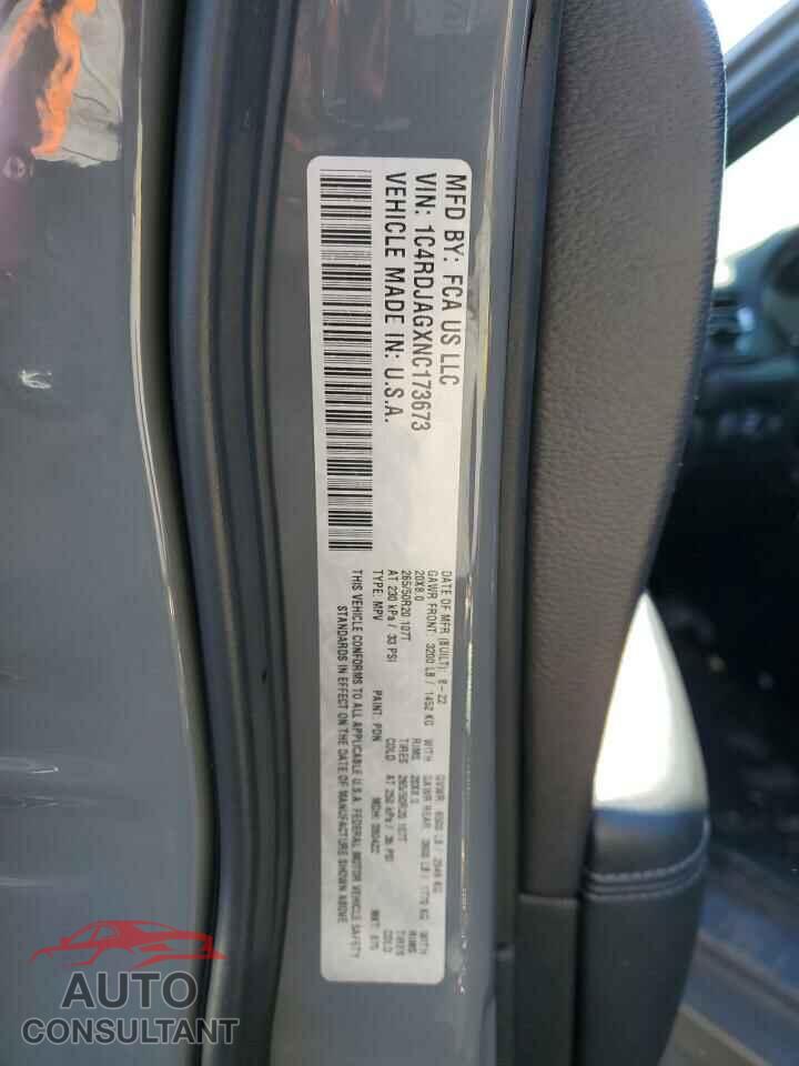 DODGE DURANGO 2022 - 1C4RDJAGXNC173673