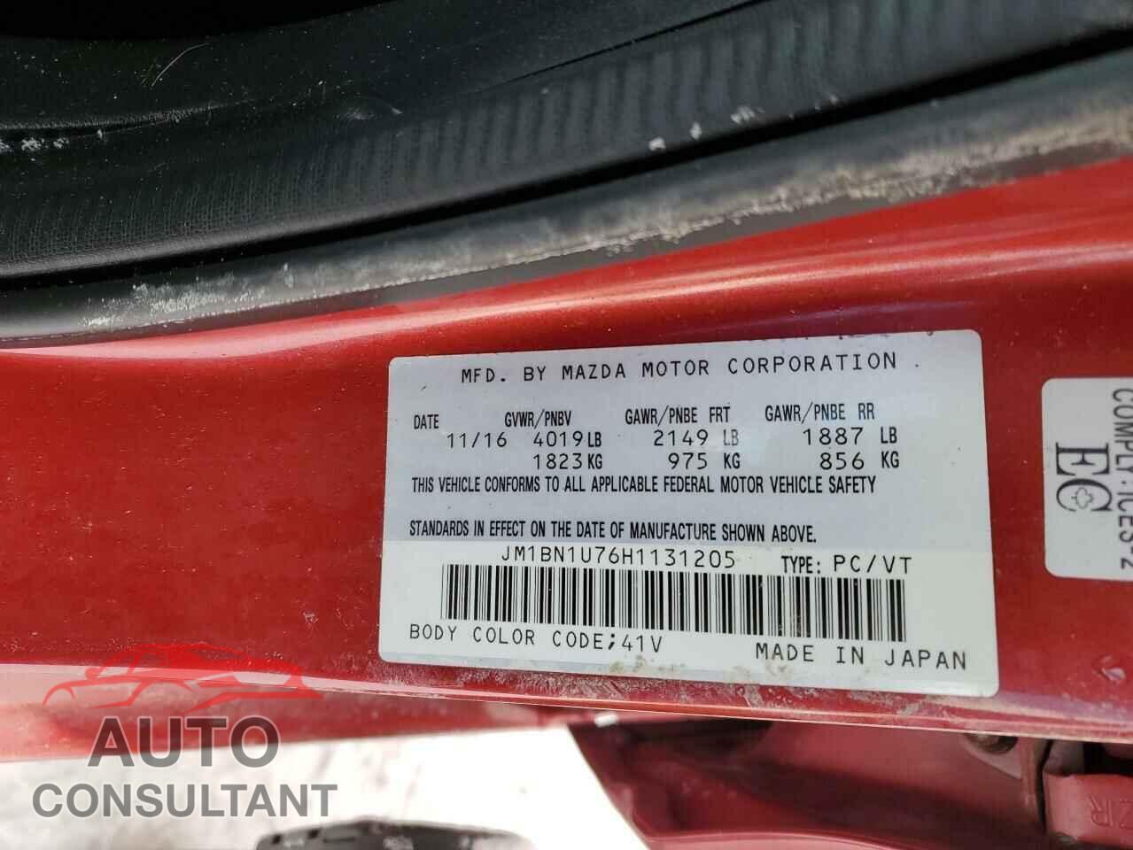 MAZDA 3 2017 - JM1BN1U76H1131205
