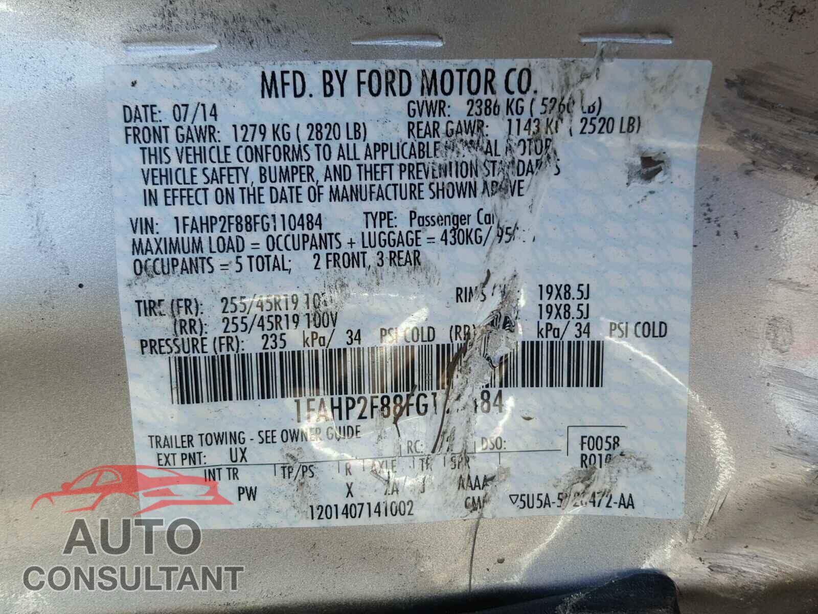 FORD TAURUS 2015 - 1FAHP2F88FG110484