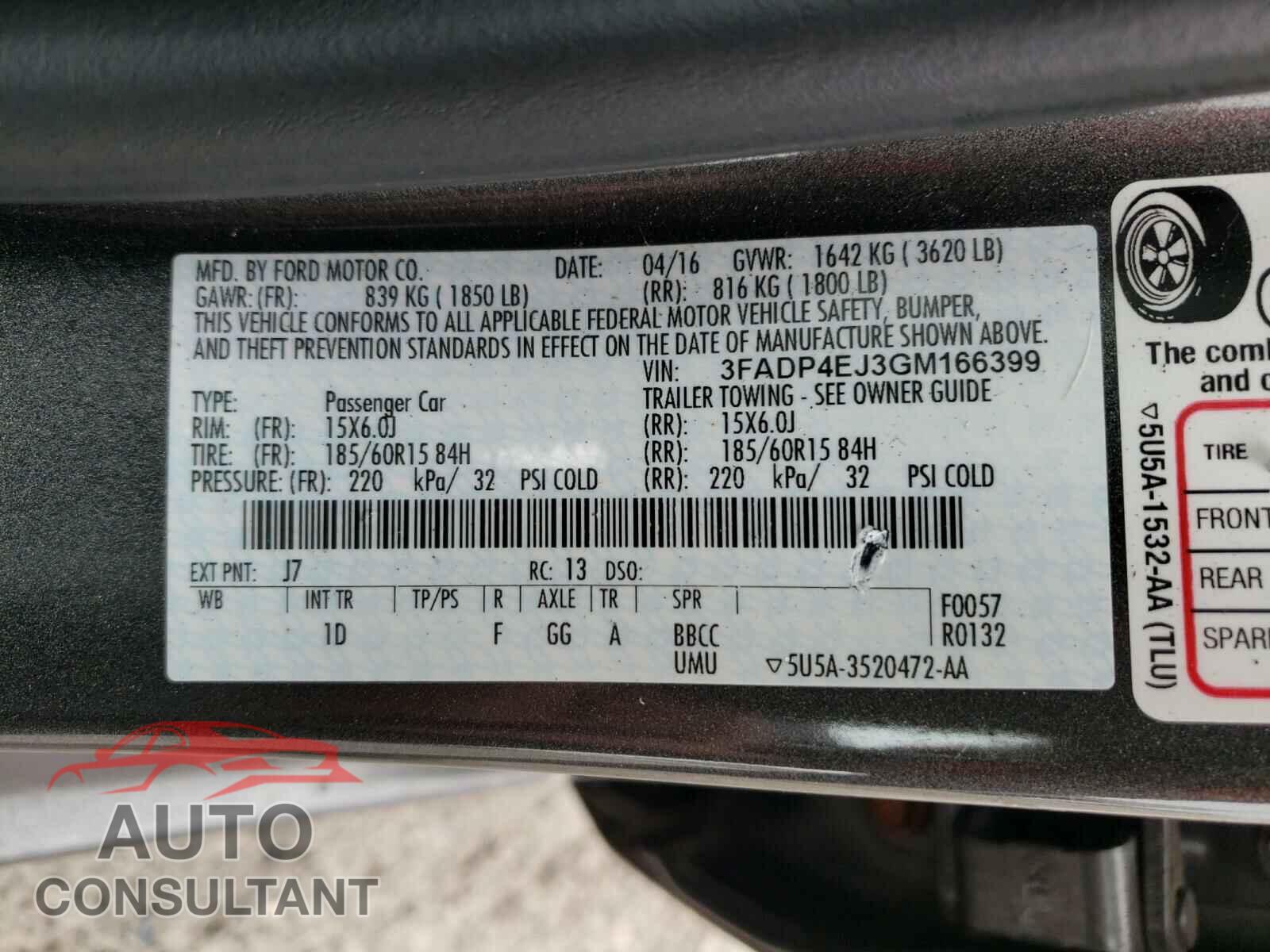 FORD FIESTA 2016 - 3FADP4EJ3GM166399