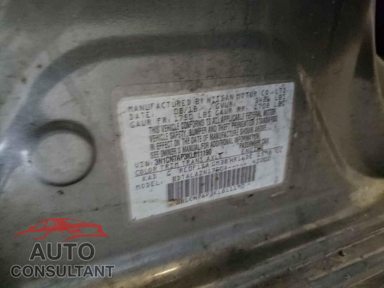 NISSAN VERSA 2019 - 3N1CN7AP3KL811190