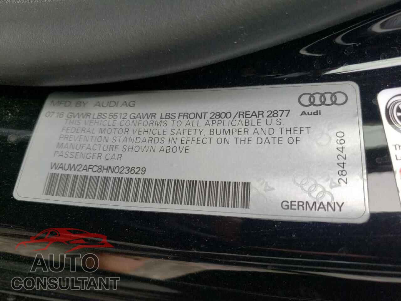 AUDI A7 2017 - WAUW2AFC8HN023629