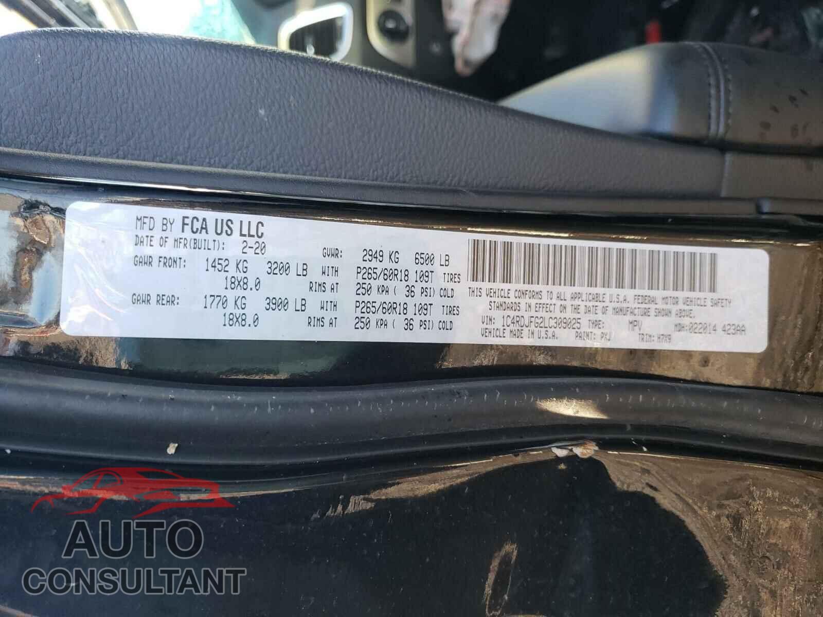 DODGE DURANGO 2020 - 1C4RDJFG2LC309025