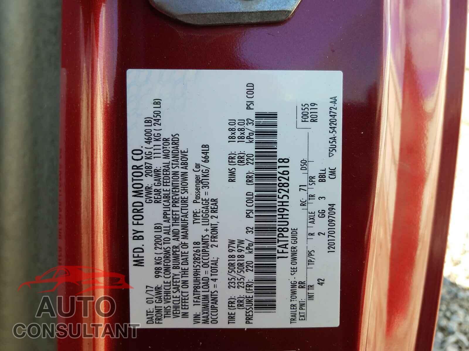 FORD MUSTANG 2017 - 1FATP8UH9H5282618