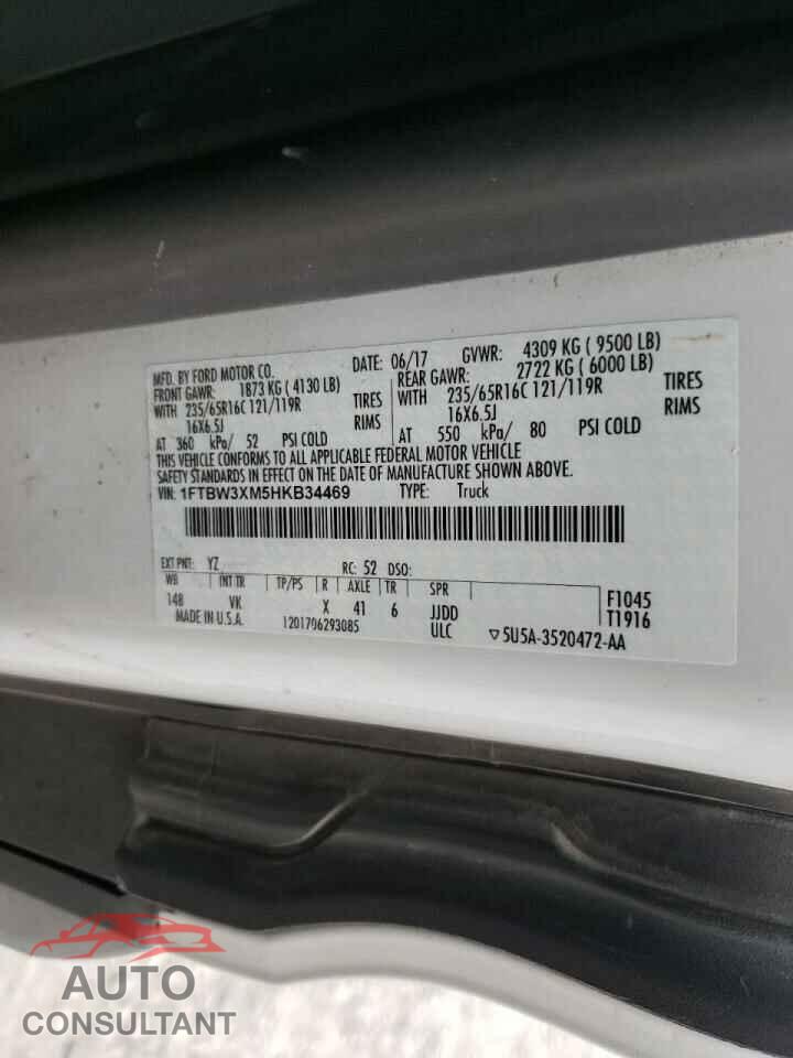 FORD TRANSIT CO 2017 - 1FTBW3XM5HKB34469