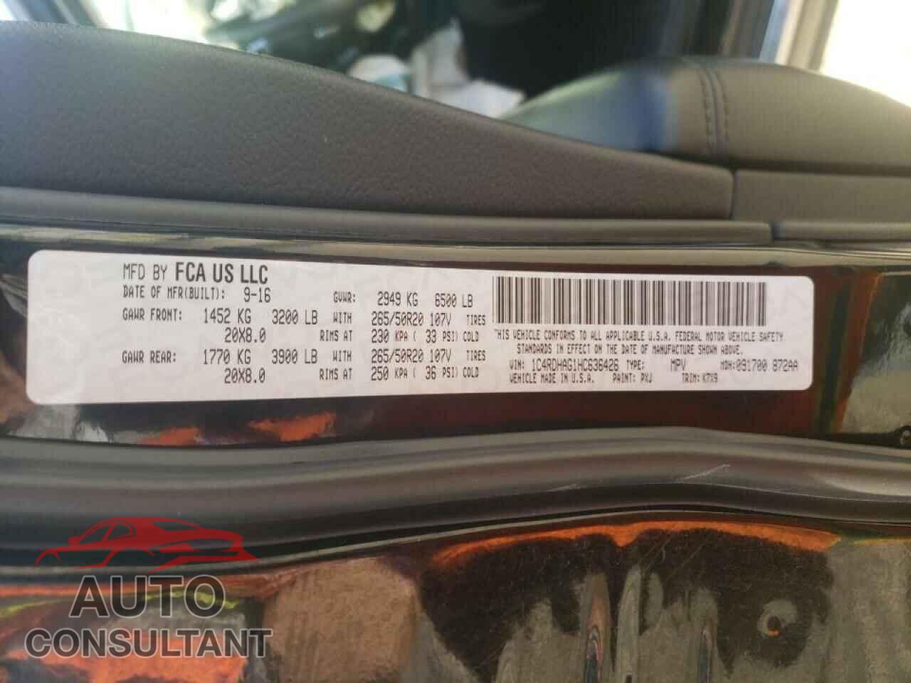 DODGE DURANGO 2017 - 1C4RDHAG1HC636426