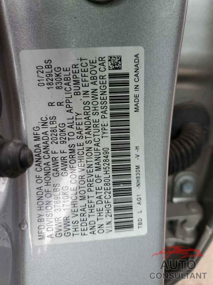 HONDA CIVIC 2020 - 2HGFC2E80LH528490