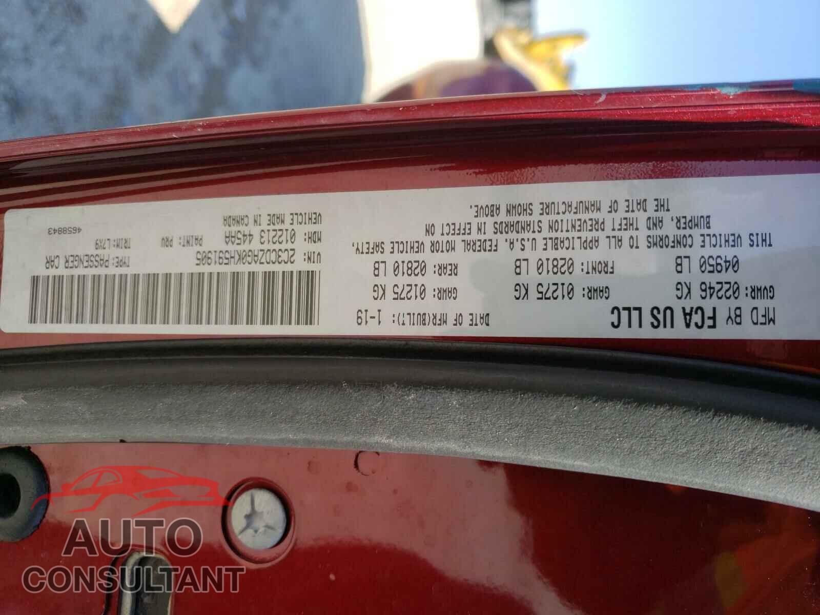 DODGE CHALLENGER 2019 - 2C3CDZAG0KH591905