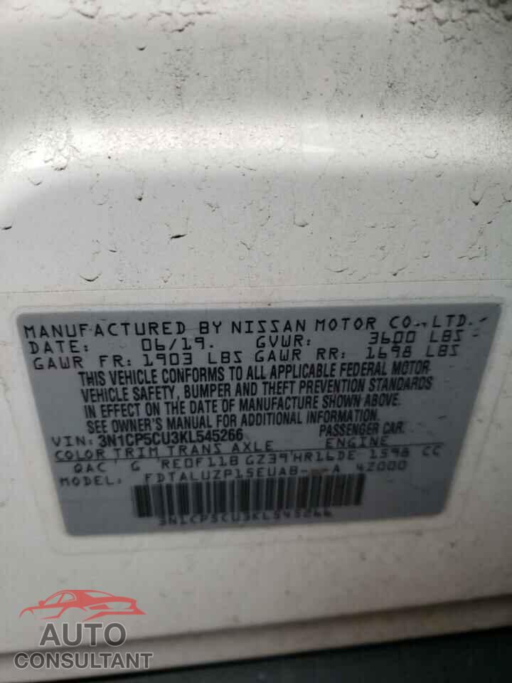 NISSAN KICKS 2019 - 3N1CP5CU3KL545266