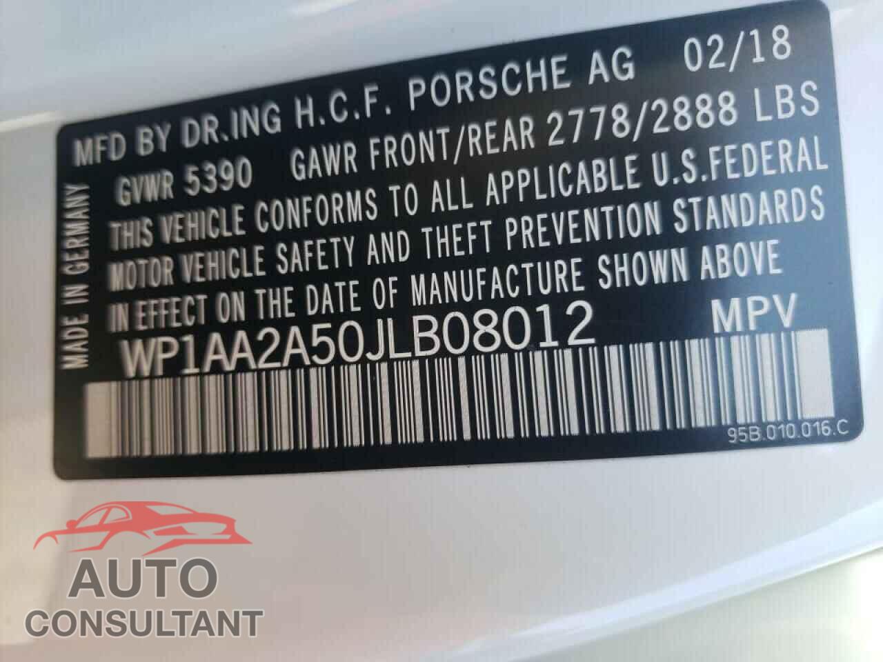 PORSCHE MACAN 2018 - WP1AA2A50JLB08012