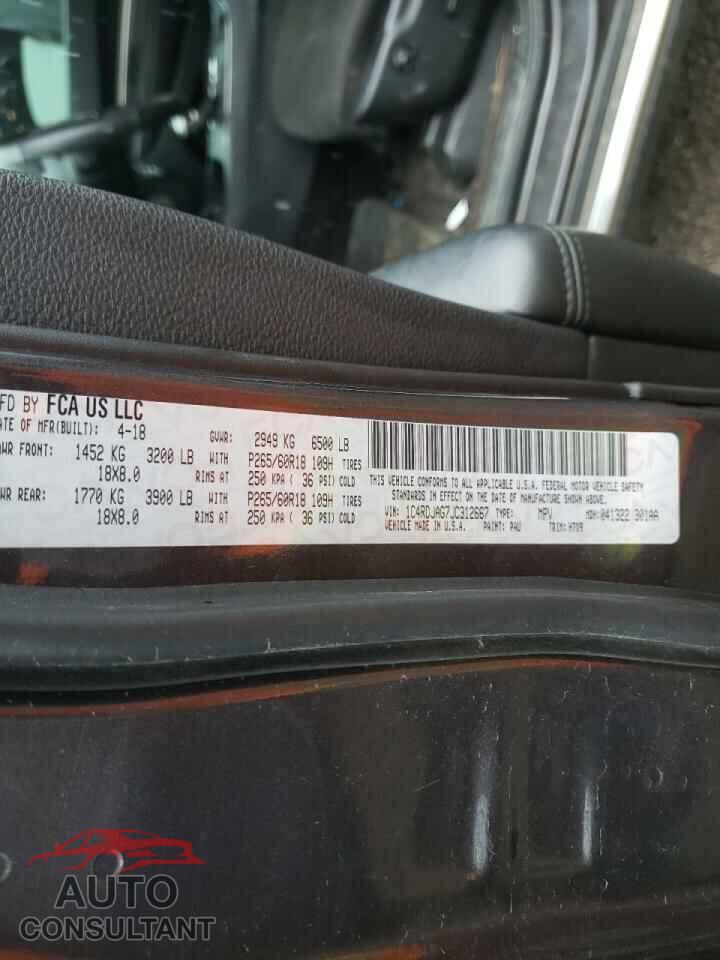DODGE DURANGO 2018 - 1C4RDJAG7JC312667