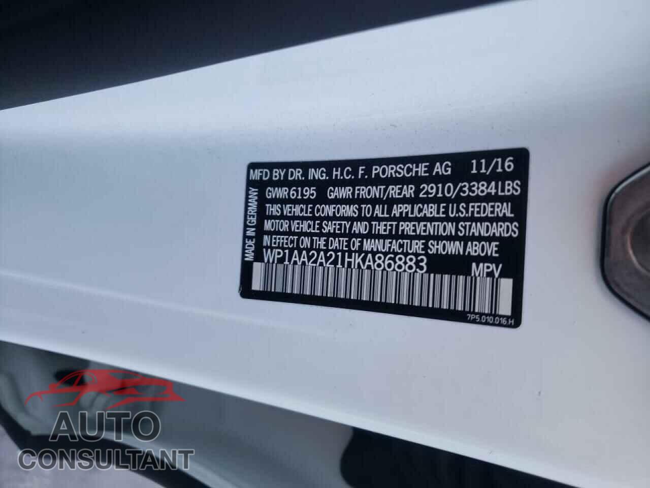 PORSCHE CAYENNE 2017 - WP1AA2A21HKA86883