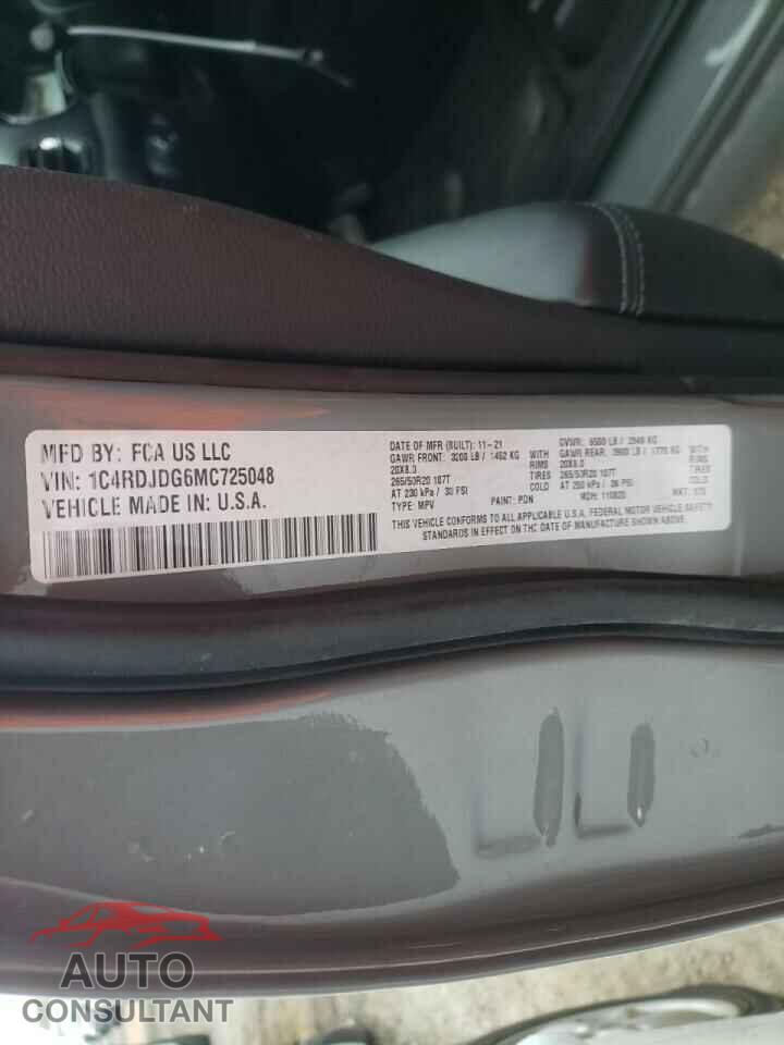 DODGE DURANGO 2021 - 1C4RDJDG6MC725048