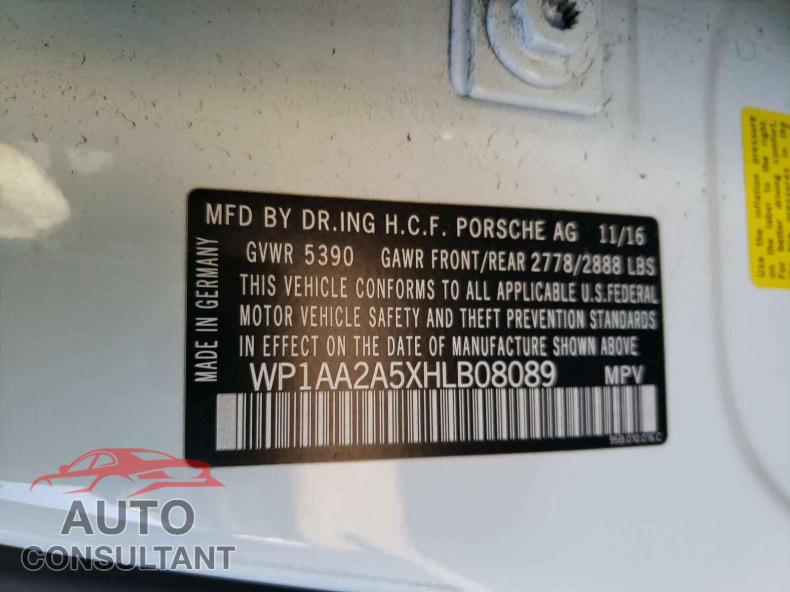PORSCHE MACAN 2017 - WP1AA2A5XHLB08089
