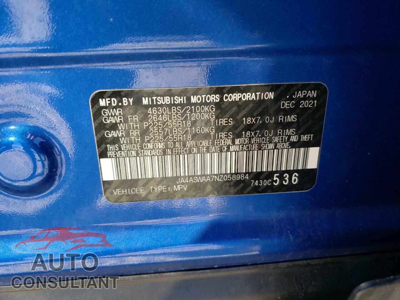 MITSUBISHI ECLIPSE 2022 - JA4ASWAA7NZ058984