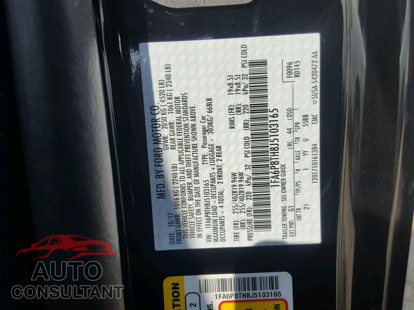 FORD MUSTANG 2018 - 1FA6P8TH8J5103165