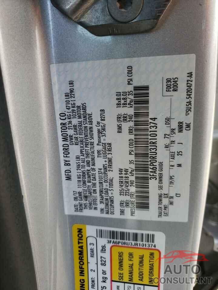 FORD FUSION 2018 - 3FA6P0RU3JR101374