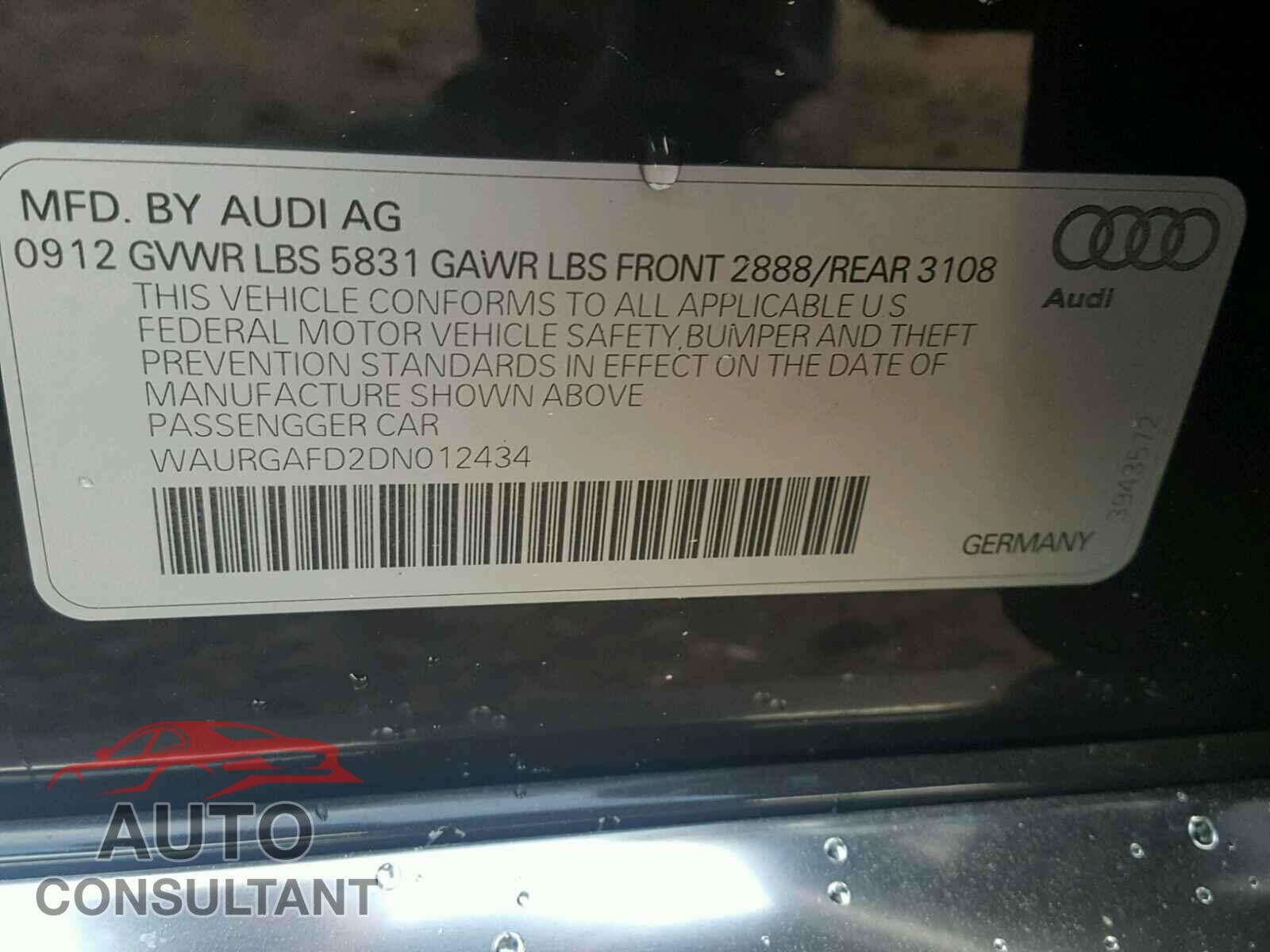AUDI A8 2013 - WAURGAFD2DN012434