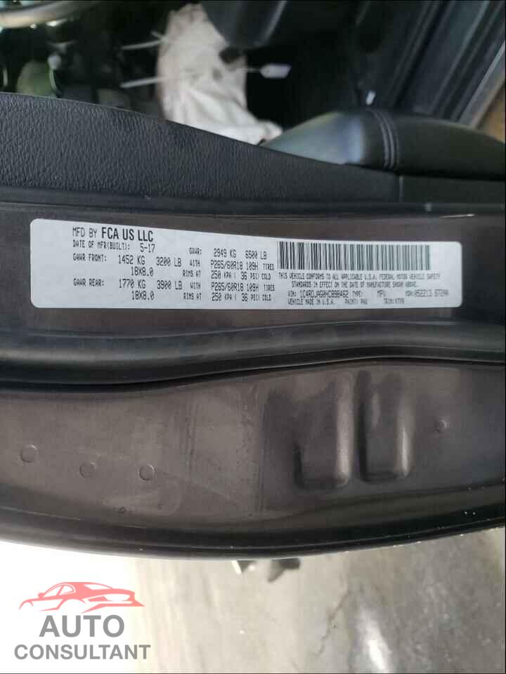 DODGE DURANGO 2017 - 1C4RDJAG0HC898462