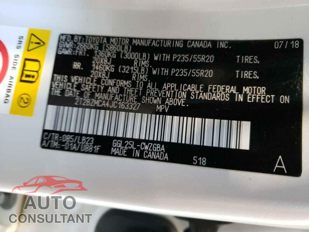 LEXUS RX350 2018 - 2T2BZMCA4JC163327