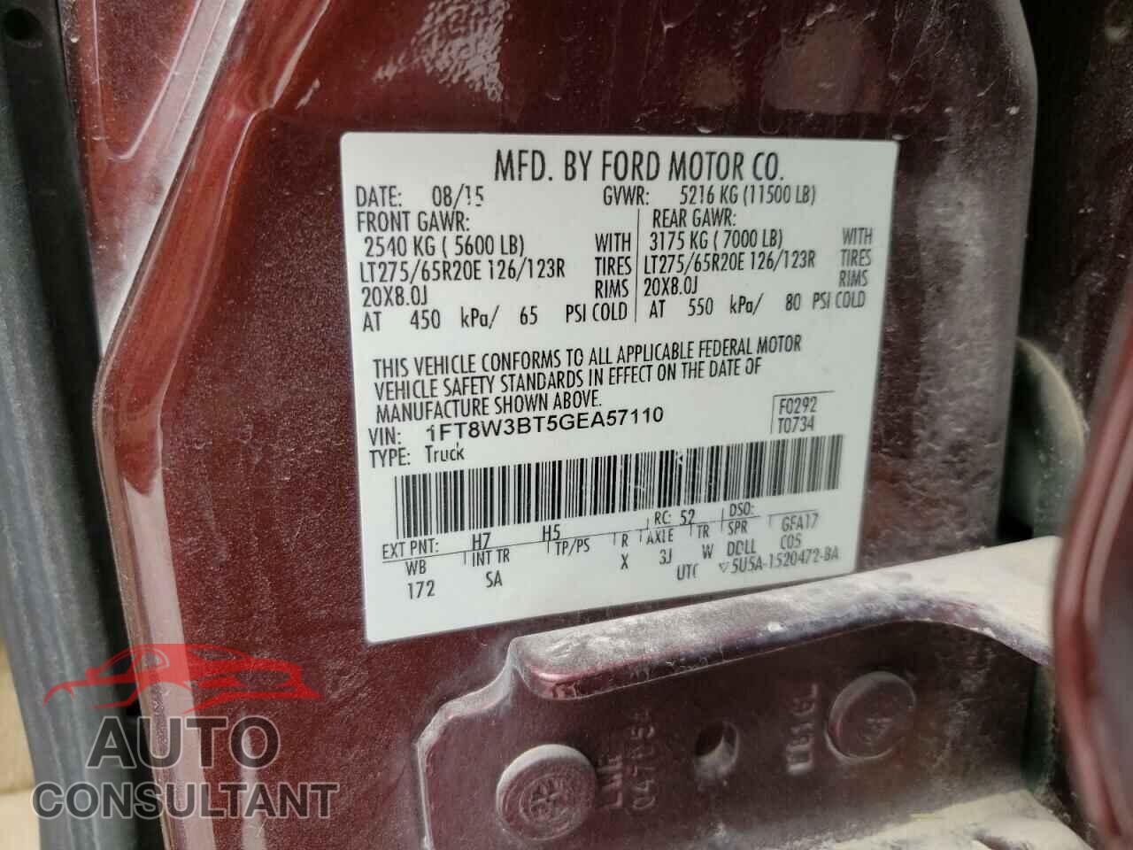 FORD F350 2016 - 1FT8W3BT5GEA57110