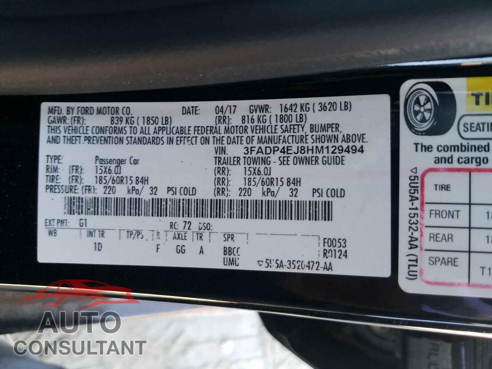 FORD FIESTA 2017 - 3FADP4EJ8HM129494