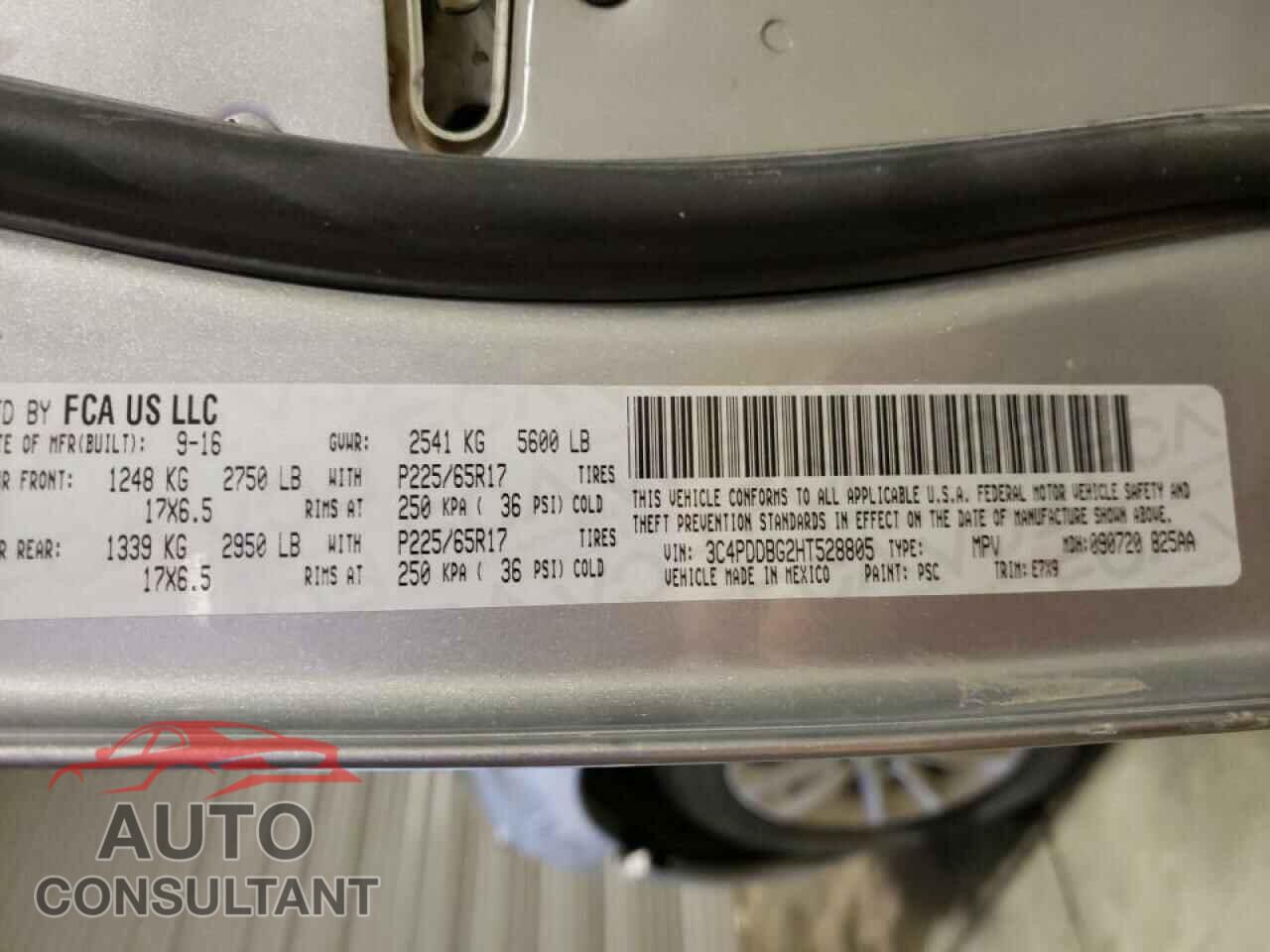 DODGE JOURNEY 2017 - 3C4PDDBG2HT528805