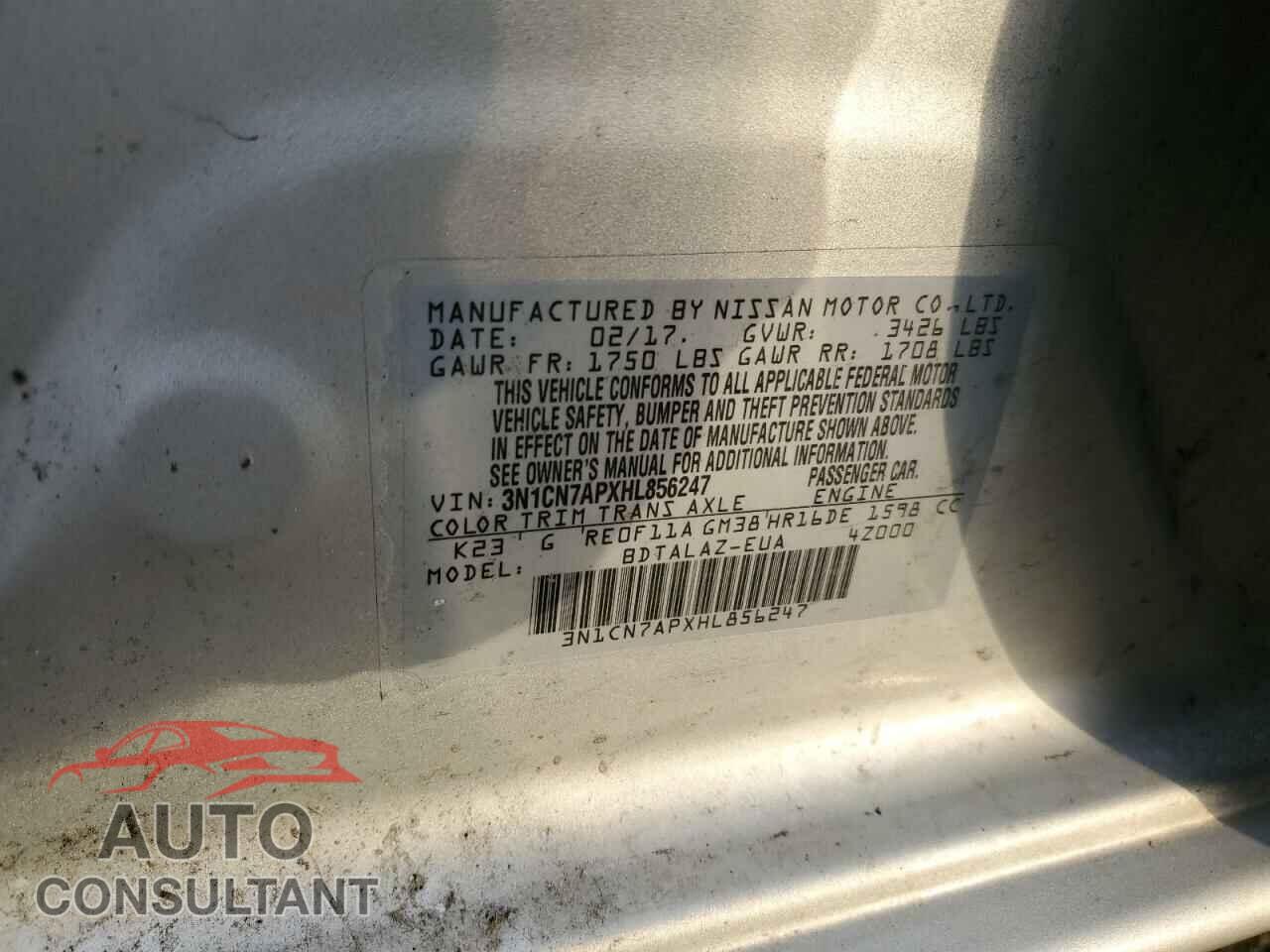 NISSAN VERSA 2017 - 3N1CN7APXHL856247