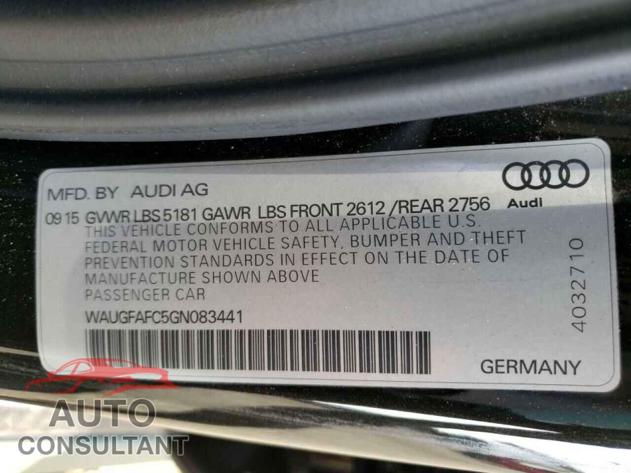 AUDI A6 2016 - WAUGFAFC5GN083441