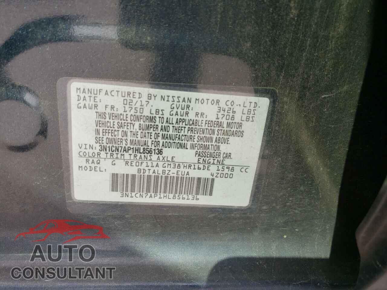 NISSAN VERSA 2017 - 3N1CN7AP1HL856136