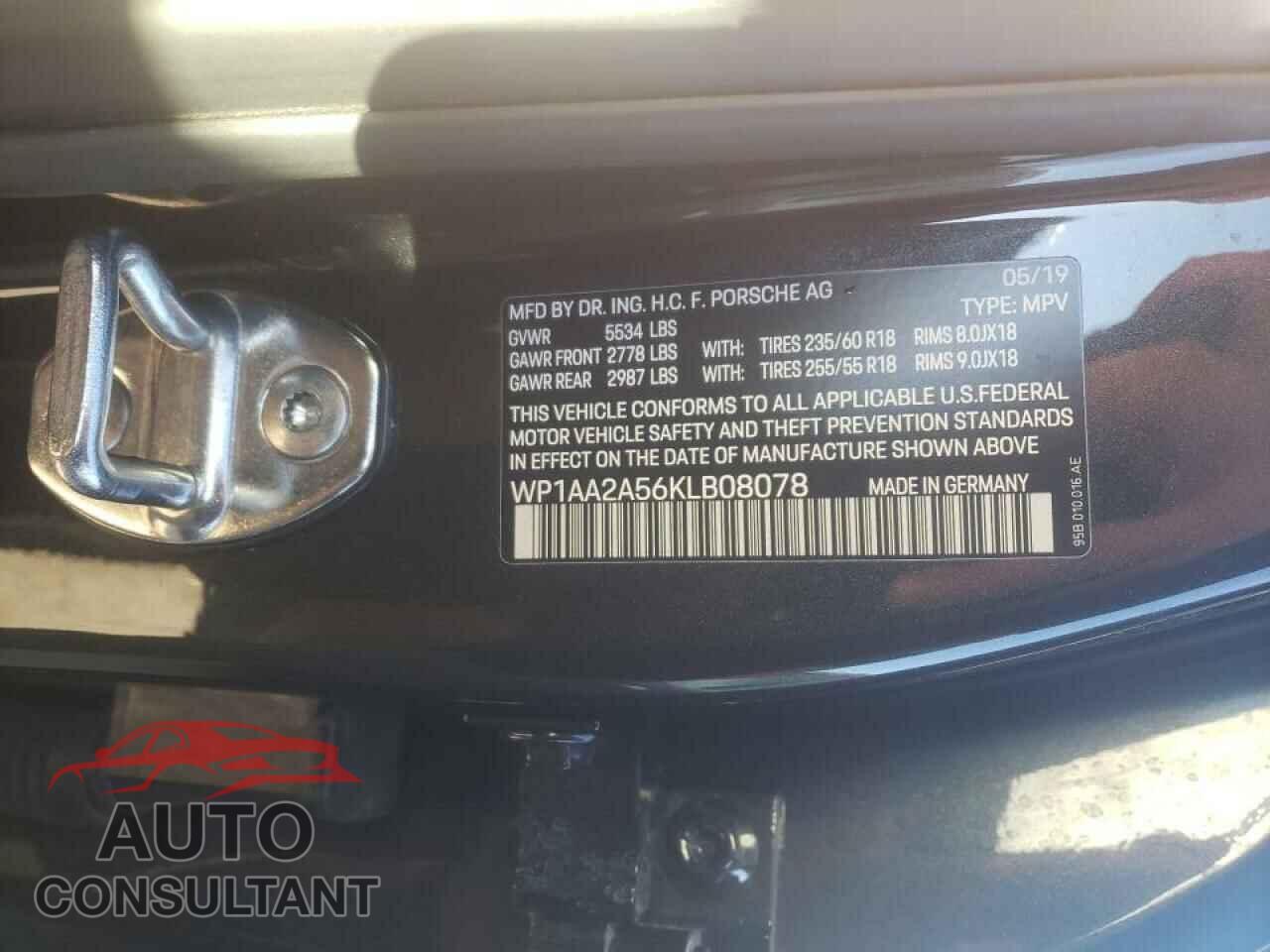 PORSCHE MACAN 2019 - WP1AA2A56KLB08078