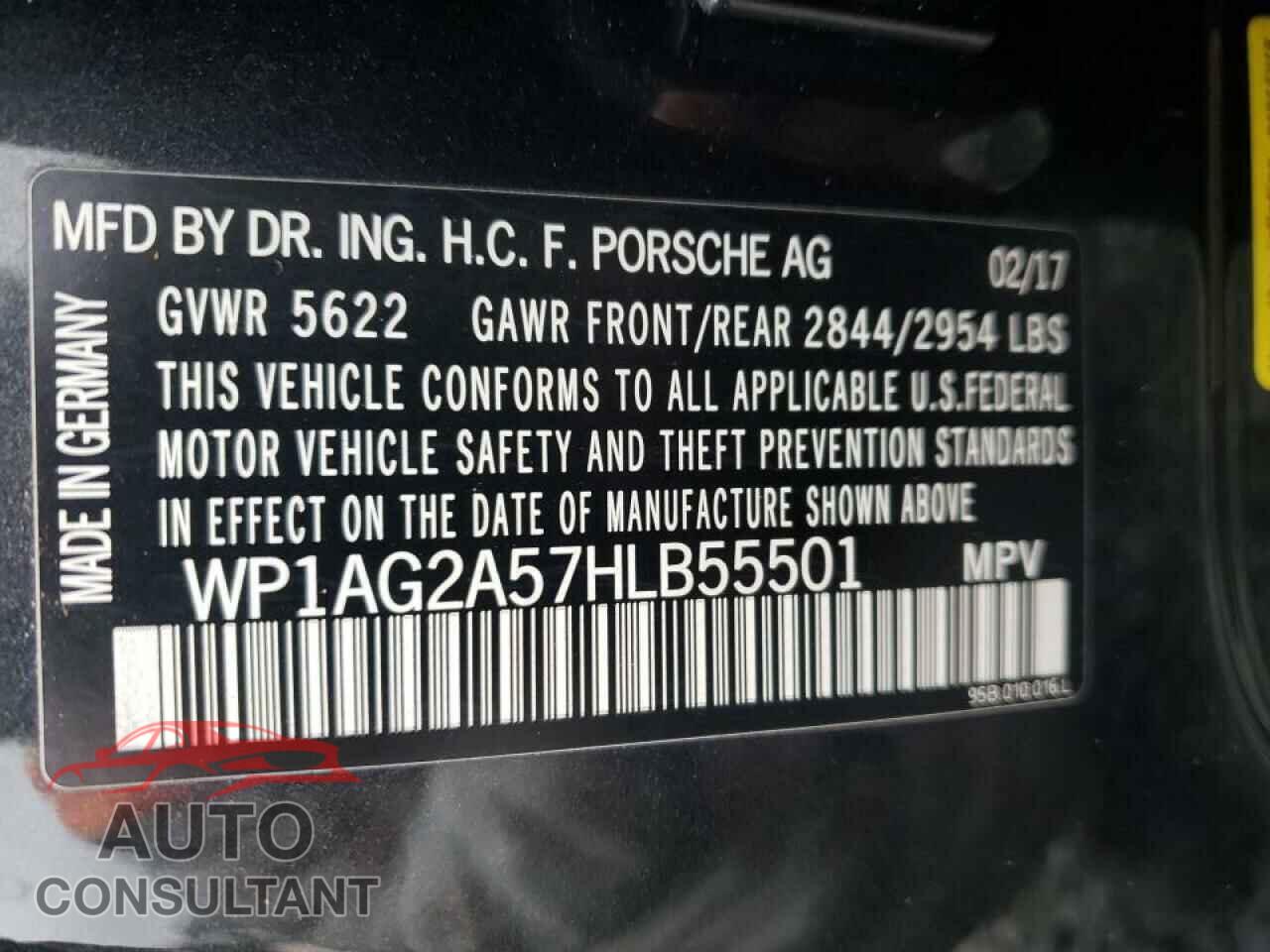 PORSCHE MACAN 2017 - WP1AG2A57HLB55501