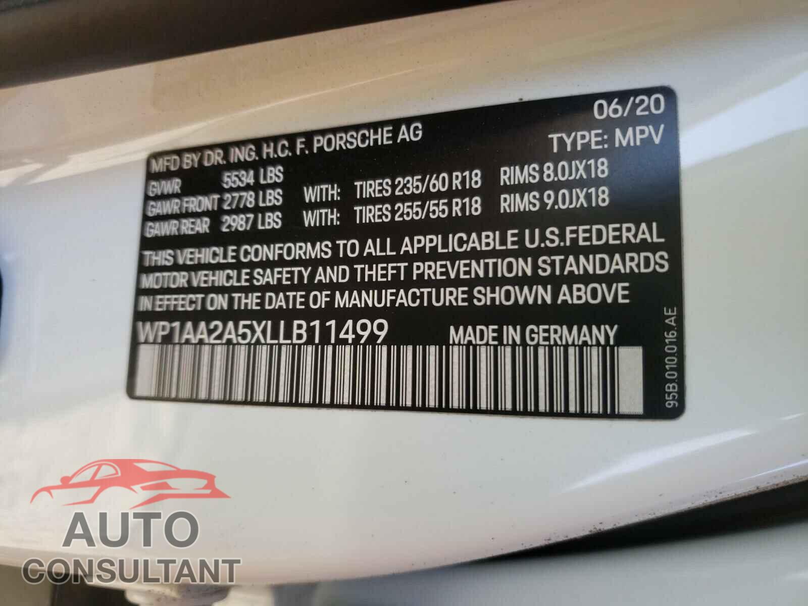 PORSCHE MACAN 2020 - WP1AA2A5XLLB11499