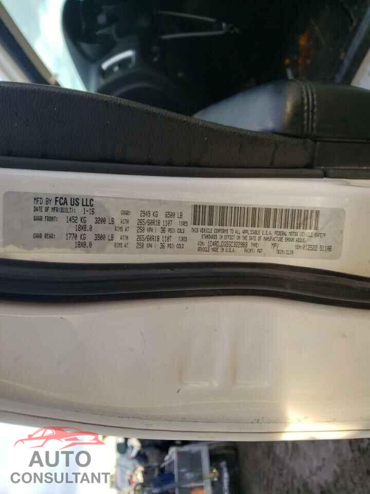 DODGE DURANGO 2016 - 1C4RDJDG5GC322988