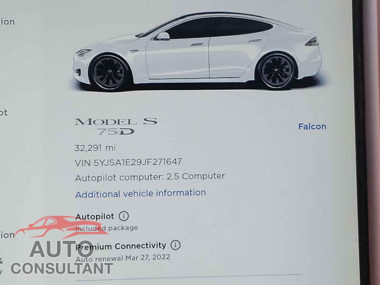 TESLA MODEL S 2018 - 5YJSA1E29JF271647