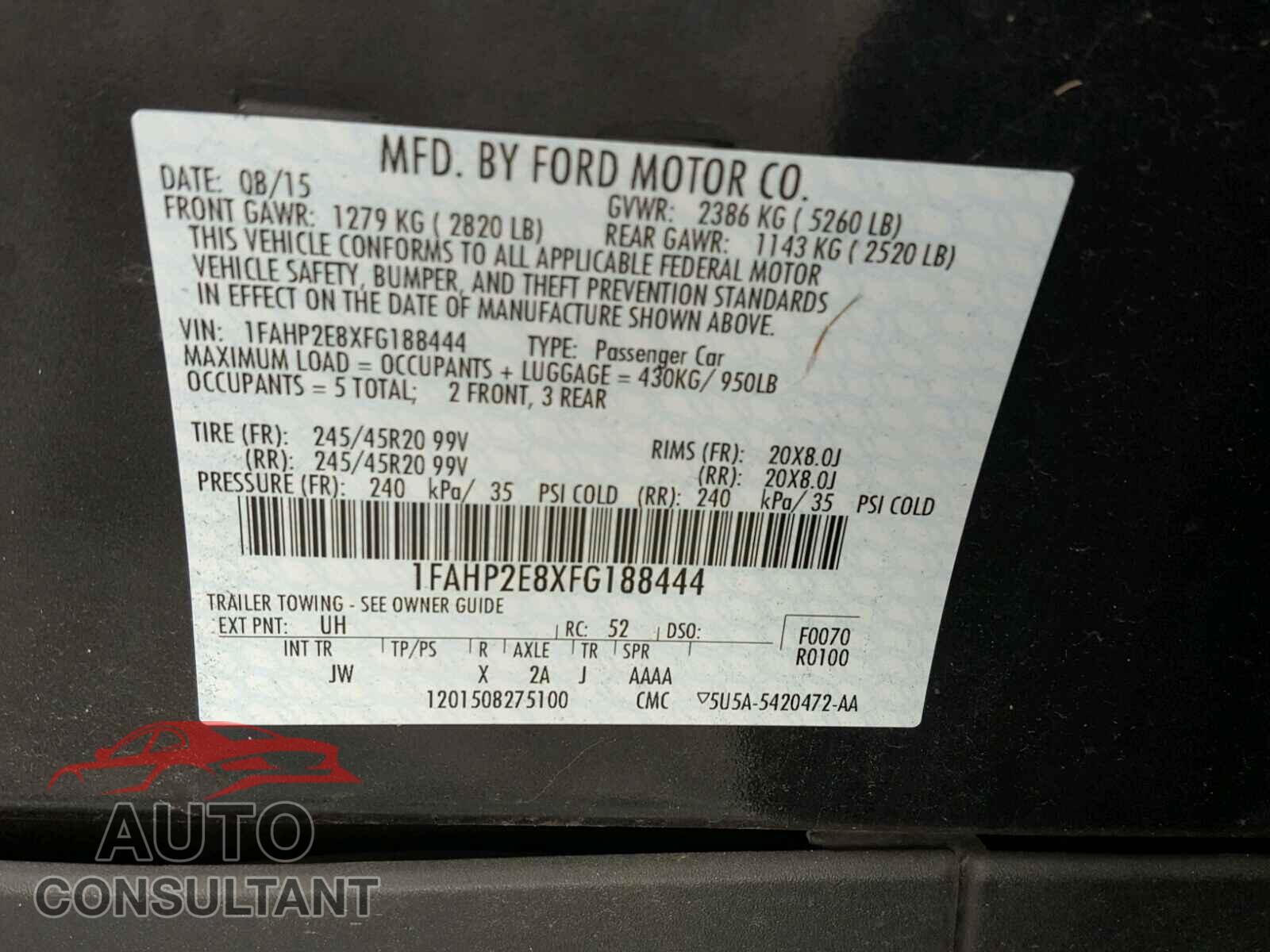 FORD TAURUS 2015 - 1FAHP2E8XFG188444