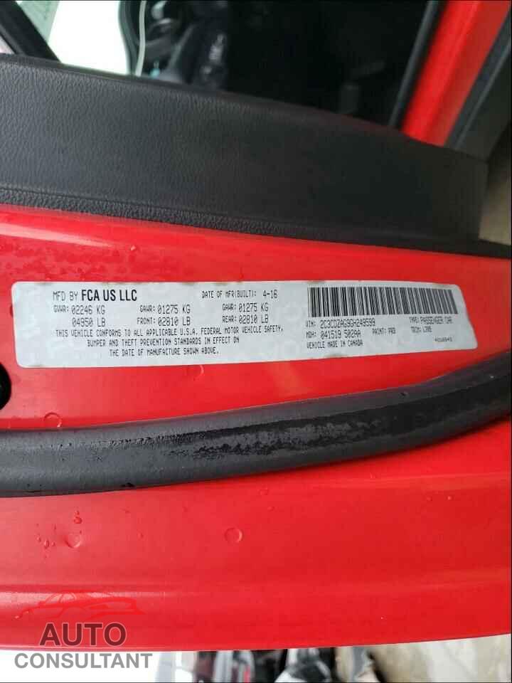 DODGE CHALLENGER 2016 - 2C3CDZAG9GH249599