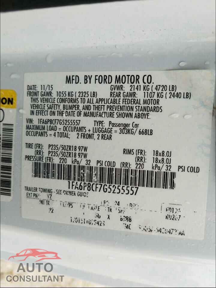FORD MUSTANG 2016 - 1FA6P8CF7G5255557