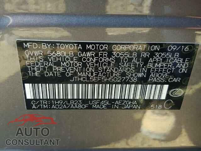 LEXUS LS460 2017 - JTHCL5EF5H5027738