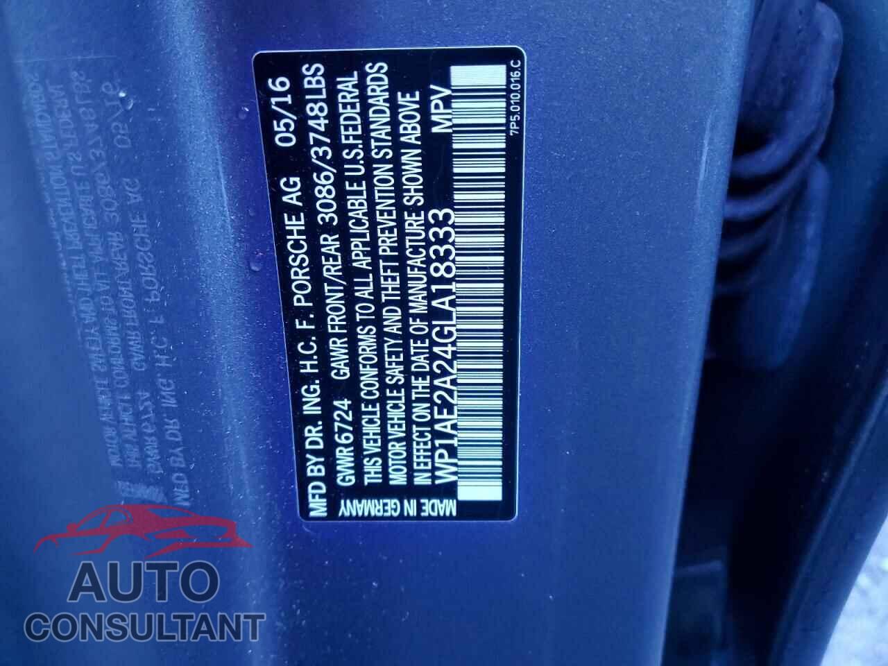 PORSCHE CAYENNE 2016 - WP1AE2A24GLA18333