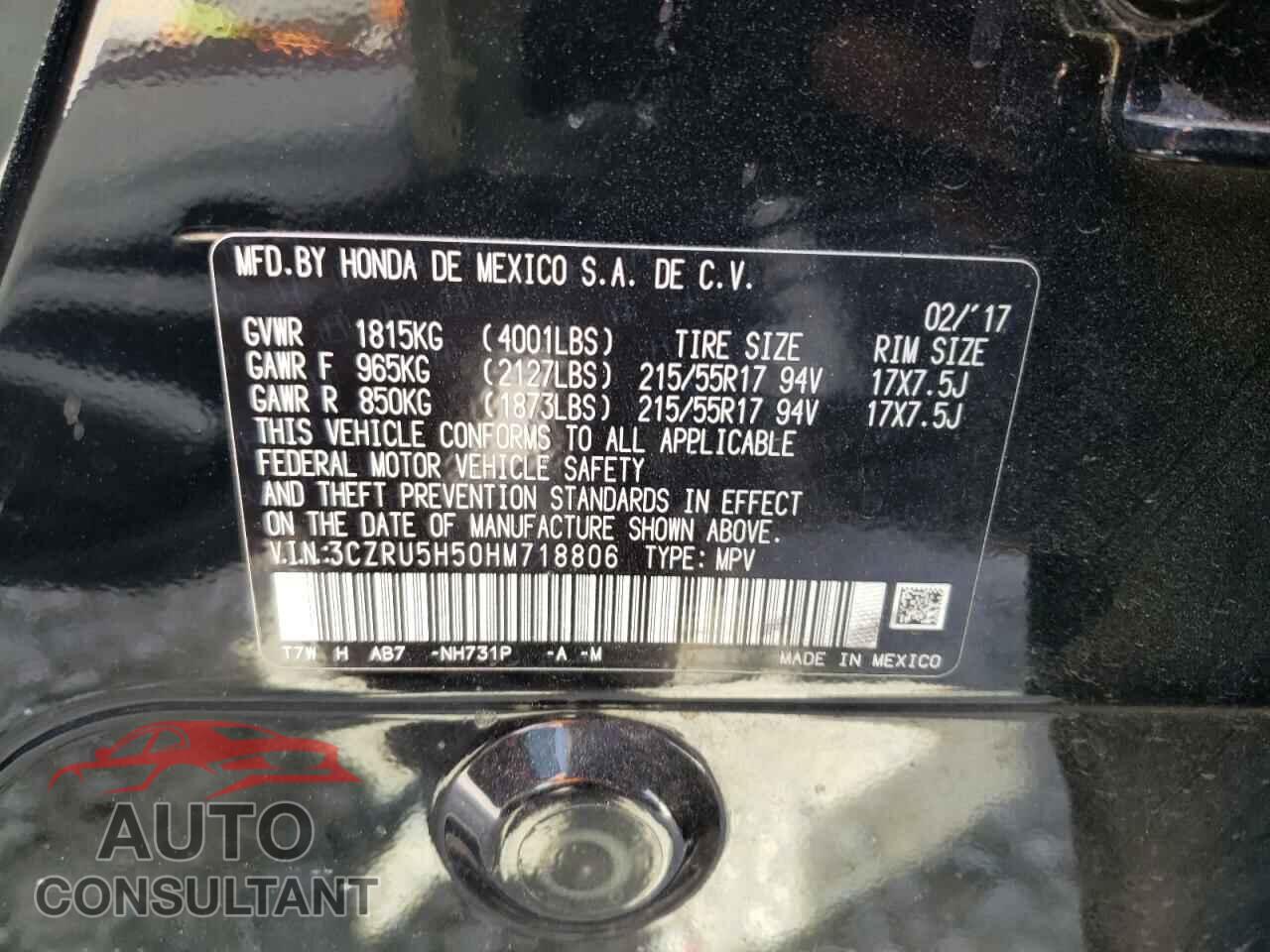 HONDA HR-V 2017 - 3CZRU5H50HM718806
