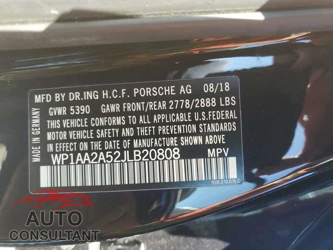 PORSCHE MACAN 2018 - WP1AA2A52JLB20808