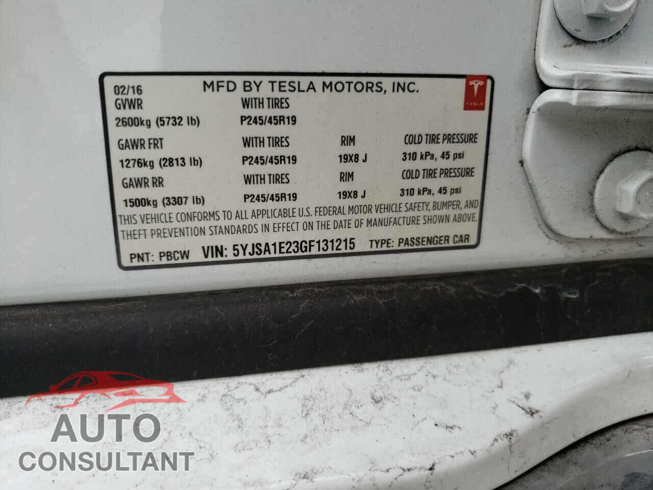 TESLA MODEL S 2016 - 5YJSA1E23GF131215